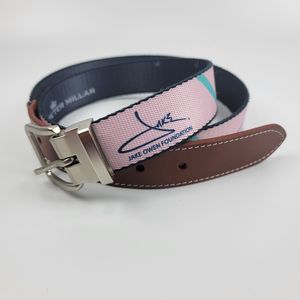 Peter Millar Jack Owen Foundation The Flamingo Canvas Belt w/ Leather Tabs Pink